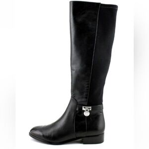 $200 Michael Kors hamilton stretch back flat leather riding boots black 8